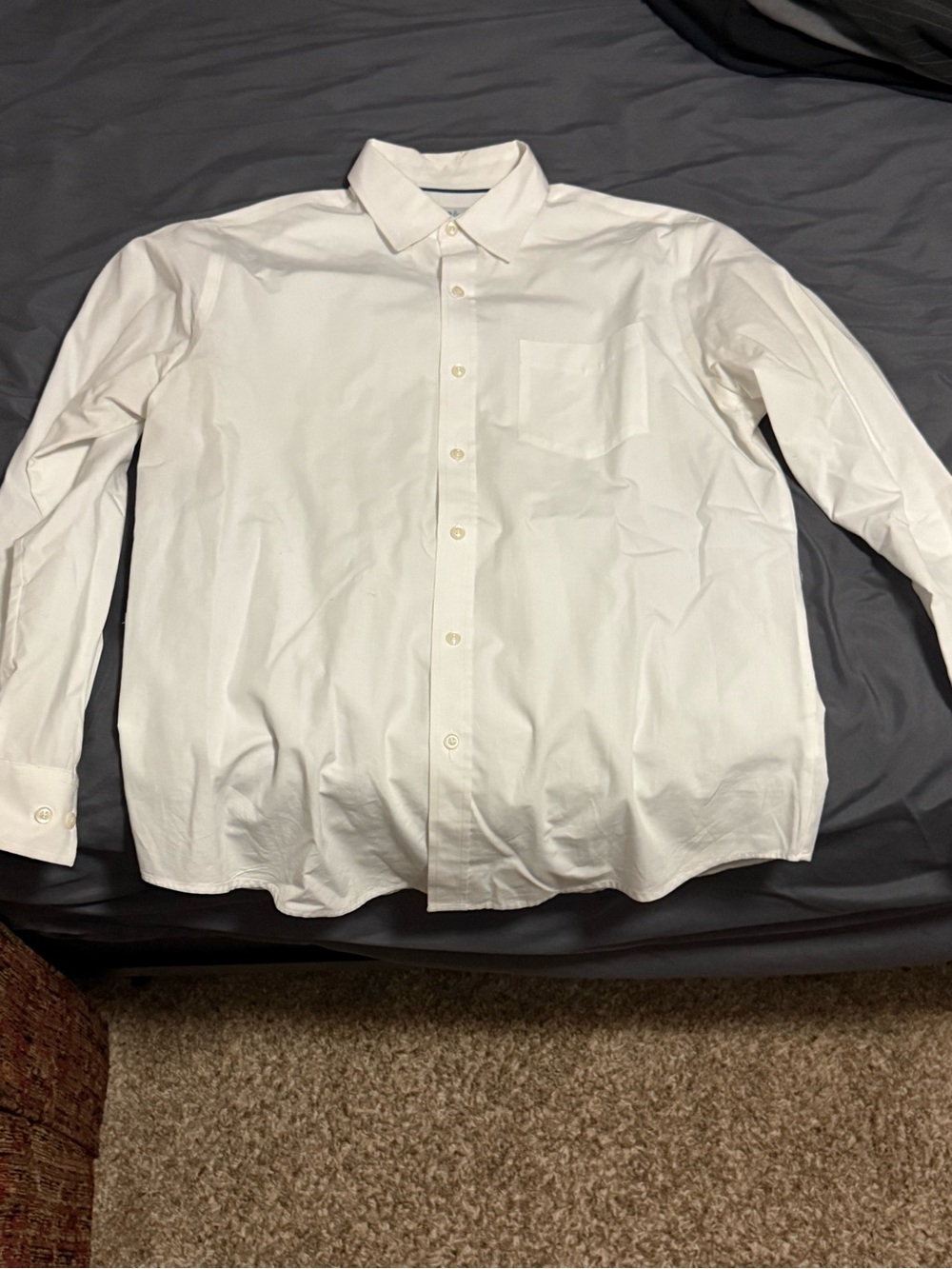 croft & barrow White Long-Sleeve Button-Up Dress Shirt
